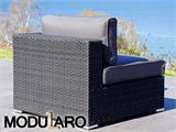 Poly rattan Lounge Sofa I, 5 modules, Modularo, Black