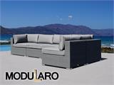 Polyrattan Lounge-Sofa I, 5 Module, Modularo, grau