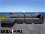 Polyrattan Lounge-Sofa II, 5 Module, Modularo, schwarz