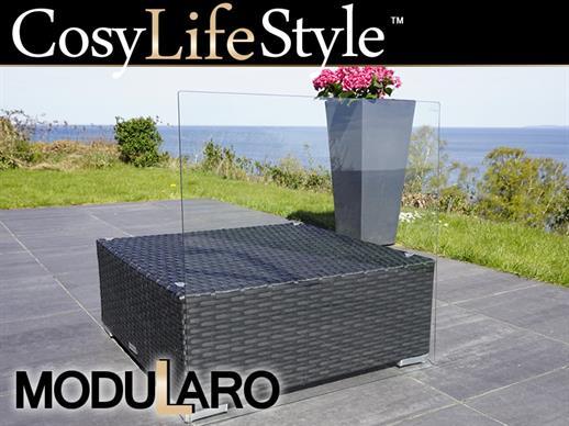 Glass top for rectangular side table, Modularo
