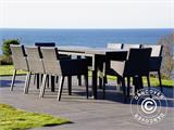 Set de mesa y sillas de jardín, Miami, 1 mesa + 8 sillas, color negro/gris
