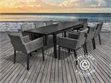 Garden furniture set, Miami, 1 table + 8 chairs, Black/Grey