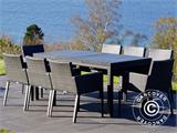Salon de jardin Miami, 1 table + 8 chaises, noir/gris
