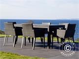 Set de mesa y sillas de jardín, Miami, 1 mesa + 6 sillas, color negro/gris
