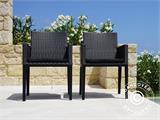 Conjunto de mobiliário de jardim: Mesa de jardim + 8 cadeiras de jardim, Preto