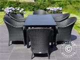 Gartenmöbel-Set: Gartentisch + 6 Gartenstühlen, Schwarz