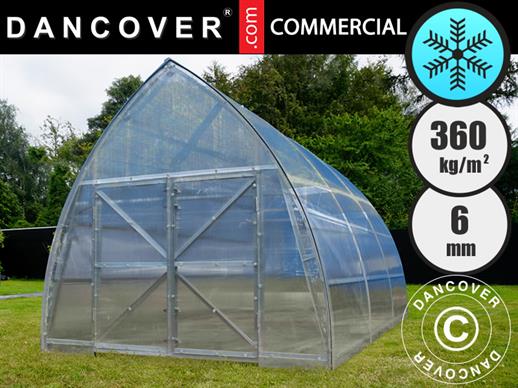 Commercial greenhouse 6 mm polycarbonate TITAN Peak 360, 14.7 m², 3.5x4.2 m, Silver