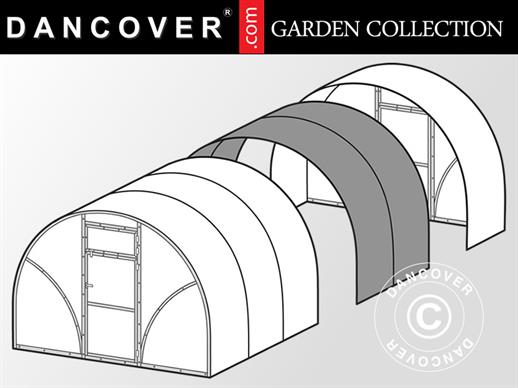 Förlängning för Växthus Polykarbonat, TITAN Arch+ 60, 6m², 3x2m, Silver