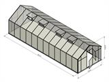 Gewächshaus Polycarbonat SANUS XL-24, 24,65m², 2,9x8,5x2,25m, Silber