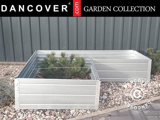 Raised Garden Bed, L-shaped, 1.5x1.5x0.3 m, Silver ONLY 3 PCS. LEFT