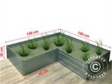 Raised Garden Bed, L-shaped, 1.5x1.5x0.3 m, Silver ONLY 3 PCS. LEFT