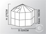 Serra orangerie Hexagonal Vetro ZEN 7,99m², 3,2x2,83x2,75m, con base, Nero