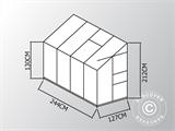 Vægdrivhus polycarbonat ZEN 3,1m², 1,27x2,44x2,12m m/sokkel, Grøn