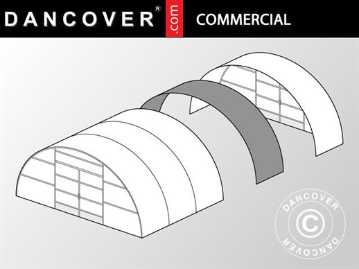 Extensión para invernadero túnel de tamaño comercial, 8,5x1,5x3,3m, Transparente