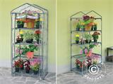 Polytunnel greenhouse w/4 shelves, 0.5x0.7x1.58 m, 0.35 m², Grey/Transparent