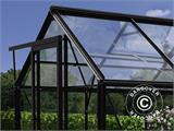 Serre orangerie en verre 11,5m², 3,73x3,73x2,32m avec socle, Noir