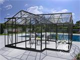 Serre orangerie en verre 16,8m², 4,45x4,45x 2,52m avec socle, Noir