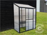 Lean-to greenhouse polycarbonate 0.65 m², 1x0.65x1.43 m, Black