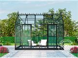 Orangeri/växthus i glas 13,8m², 3,73x3,71x3,16m m/botten och takdekoration, Svart