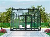 Orangerie/Estufa de vidro 13,8m², 3,73x3,71x3,16m c/base e adornos, Preto