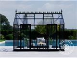 Orangerie/Gewächshaus aus Glas 13,8m², 3,73x3,71x3,16m mit Sockel und Dach, Schwarz