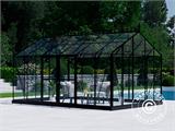 Orangery/Greenhouse Glass 16.5 m², 4.45x3.71x3.16 m w/base and cresting, Black