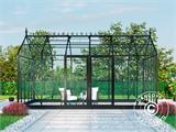 Orangerie/Estufa de vidro 16,5m², 4,45x3,71x3,16m c/base e adornos, Preto