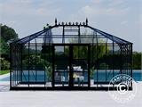 Orangerie/Estufa de vidro 19m², 5,14x3,71x3,15m c/base e adornos, Preto