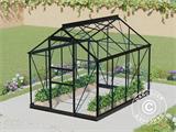 Greenhouse glass 1.86x2.53x2 m w/base, 4.7 m², Black