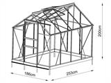 Invernadero de cristal 1,86x2,53x2m c/base, 4,7m², Negro