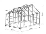 Greenhouse glass 2.44x3.68x2.34 m w/base, 8.97 m², Black