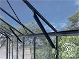 Gewächshaus aus Glas 3x3,68x2,6m mit Sockel, 11,04m², Schwarz