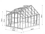 Greenhouse glass 3x3.68x2.6 m w/base, 11.04 m², Black
