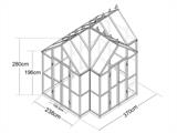 Oranżeria ze szkła, 8,8m², 3,7x2,38x2,8m z podstawą i ozdobnym zwieńczeniem dachu, Czarna