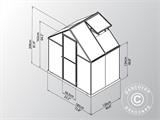 Gewächshaus Polycarbonat 2,3m², Palram/Canopia, 1,85x1,26x2,08m, silber