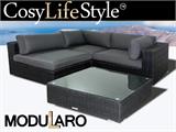 Polyrattan-Sofa Außenecke für Modularo, schwarz