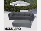 Poly rattan armless section for Modularo, Grey, ONLY 1 PC. LEFT