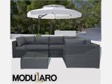 Poly rattan right arm section for Modularo, Grey