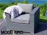 Poly rattan armchair for Modularo, Grey