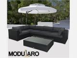 Poly rattan side table for Modularo, Retangular, Black
