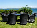 Garden furniture set w/1 garden table + 6 garden chairs, Key West, Black