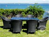 Set da giardino con 1 tavolo + 6 sedie, Key West, Nero