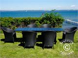 Set da giardino con 1 tavolo + 6 sedie, Key West, Nero