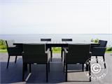Salon de jardin Miami, 1 table + 6 chaises, noir/gris
