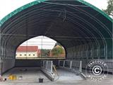 Storage shelter/arched tent 10x15x5.54 m w/sliding gate, PVC, White/Grey
