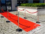 Velvet rope for rope barriers, 150 cm, Red and Silver Hook 