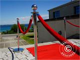 Corda de veludo para barreiras de corda, 150cm, Vermelho e gancho Prata