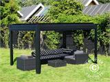 Bioclimatic pergola gazebo San Pablo, 3x5.8 m, Black