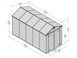 Polycarbonate Garden shed, SkyLight, 1.85x3.79x2.17 m, Grey