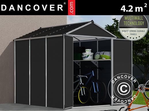 Garden shed polycarbonate, Rubicon, 1.85x2.29x2.17 m, 4.2 m², Anthracite